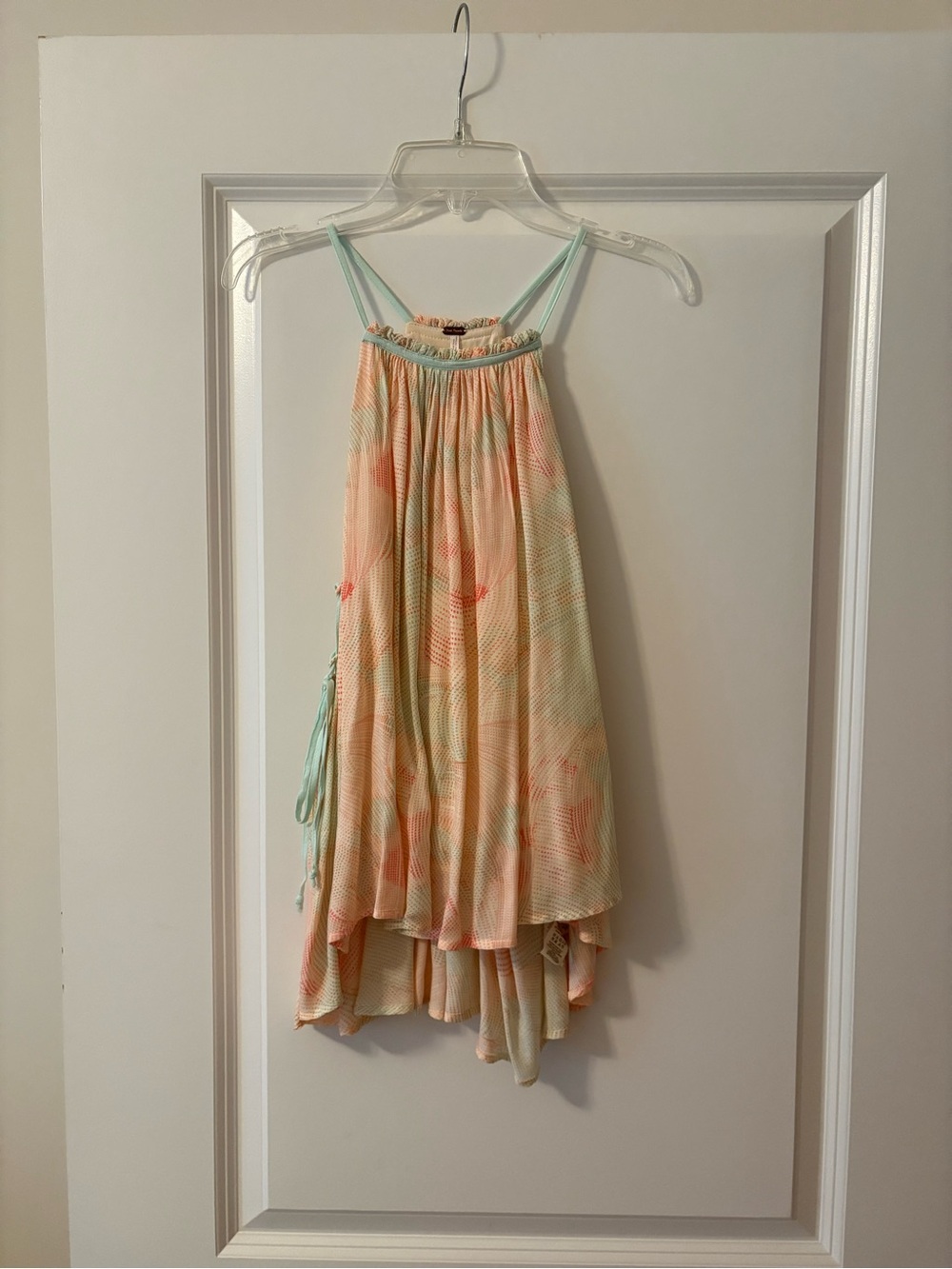 Free People Peach and Mint High-Low Halter Top